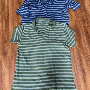 Eddie Bauer 2 men’s TXL blue and Light Green Striped Polo EUC